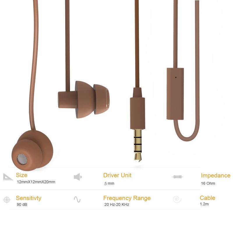 MAXROCK Sleeping Headphones, in-Ear Soundproof Earplug Soft Earbuds with Mic Noise Cancelling Sleep Earphones for Side Sleeper, Insomnia, Snoring, Air Travel, Bedtime Listeningâ€¦ (Coffee) - Image 4